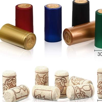 China Minimalist PVC Heat Shrink Bottle Caps With Nature Cork For Glass Wine Bottles for sale