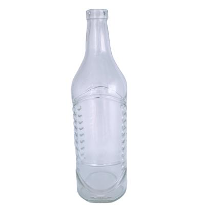 China Beverage flint engraved 750ml vodka whiskey bottle gift glass glass bottles with top cork for sale