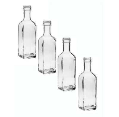 China Daily life chnapps liquor alcohol clear glass bottles square shaped for sale