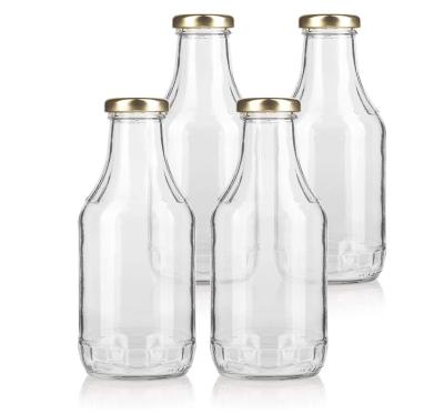 China Premium Quality Glass Beverage Juice Filling Bottles 250ml 500ml 750ml With Gold Metal Cap for sale