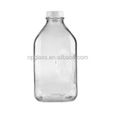 China 1890ml Large Transparent Glass Beverage Milk Bottles Embossed Logo Milk Bottles Hot Selling for sale