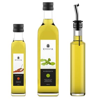 China Clear Food Square Round Glass Bottle For Olive Oil 250ml 500ml 750ml 1000ml for sale