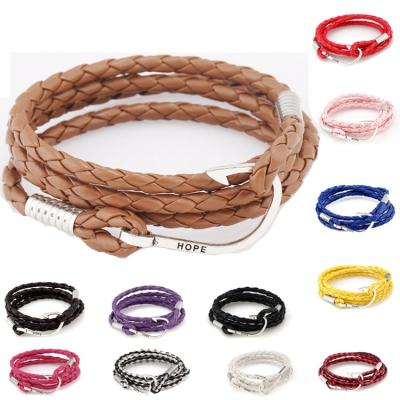 China Bracelet Friendship Letter Woven Leather Paracord Anchor Woven Leather Bracelet for sale