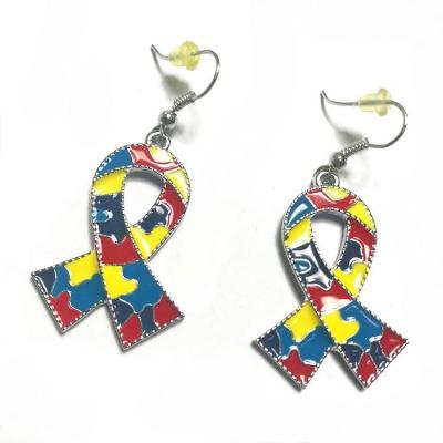 China BOHEMIA XP-AJ-1005 Colorful Drop Puzzle Awareness Autism Earrings for sale