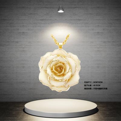 China XP-RRN-1012 Real Gold Rose Flower Necklace + 24k Real Gold Jewelery for sale