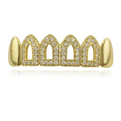 China Cute Gold Top Bling Bling Lower Silver Teeth Grillz for sale