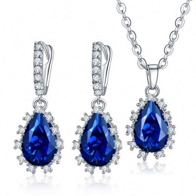 China Hiphop Bridal Jewelry Set Earrings And Necklace Plating Silver Zircon Luxury Wholesale for sale