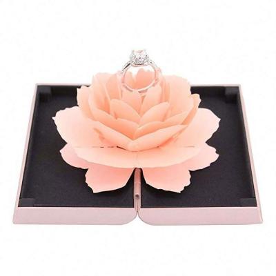 China Wooden Rose Engagement Ring Box Coin Jewelry Creative Gift for sale