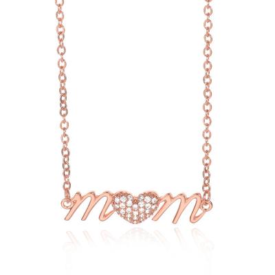 China Wholesale Fashion Cute Heart Shaped Crystal Mom Letter Necklace Jewelry for sale