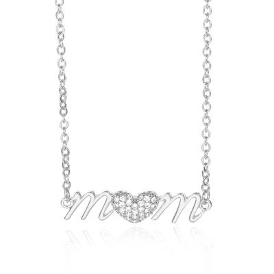 China Cute Fashion Crystal Pendant Mom Letter Necklace Heart Shaped Jewelry for sale