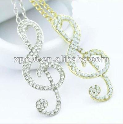 China Cute Charming Musical Note Alloy Necklace With Rhinestone for sale