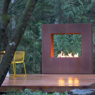 China Stocked Corten Steel Standing Outdoor Fireplace For Backyard for sale