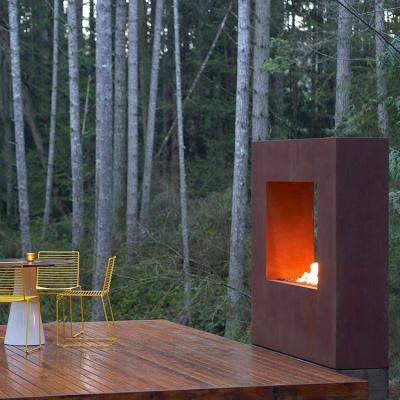 China Stocked Rusty Exterior Finish Corten Steel Fireplace The Garden Yard for sale