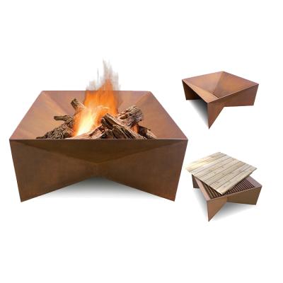 China Easily cleaned outdoor party charcoal BBQ grills wood burning stove, outdoor fire pit table, outdoor corten fire pit for sale