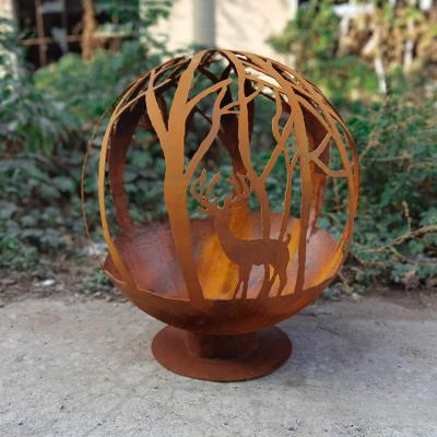 China Antique Corten Steel Metal Moose Stored Fireball for sale