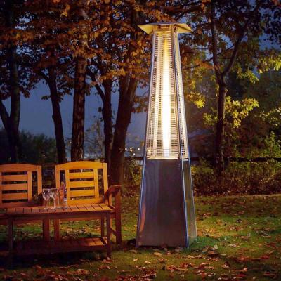 China Stocked Stainless Flame Pyramid Gas Patio Heater With Glass Tube for sale