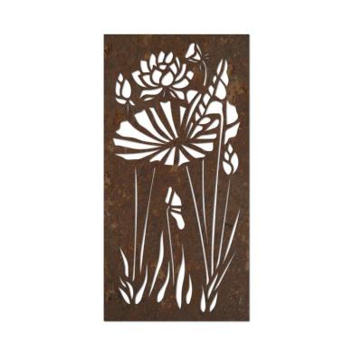 China Eco-friendly Laser Cut Decorative Outdoor Garden Privacy Art Metal Screens Panels Corten Steel Garden Screen for sale