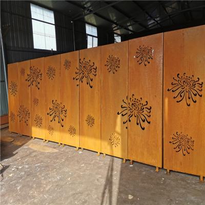 China Eco - Friendly Laser Cut Decorative Outdoor Garden Art Metal Panels Corten Steel Garden Screen for sale