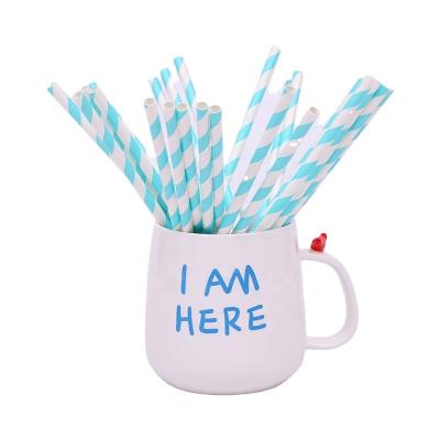 China Scandinavian paper straws in blue strips decorated paper straws 25pcs per bag for sale