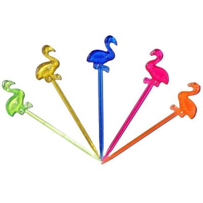 China Lovely sustainable summer flamingo picks decorative plastic fruit forks for sale