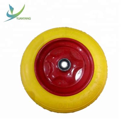 China Hard Polyurethane Foam 16 Inch 4.00-8 Wheelbarrow PU Foam Solid Wheel for sale