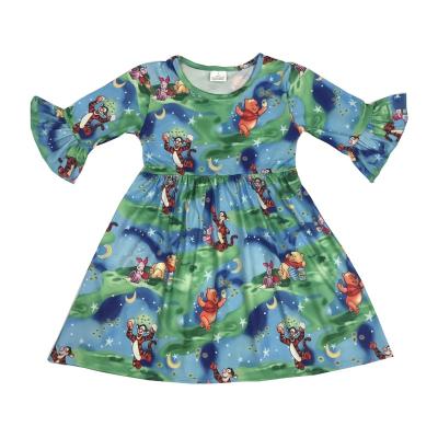 China Next 2019 new design babies summer cartoon print boutique equipment breathable toddler girl home dress for sale