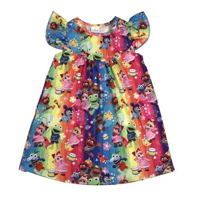 China 2019 Anti-static Baby Dressing Set Cartoon Prints Outfits Baby Cotton Boutique Girl Sleeveless Dress for sale