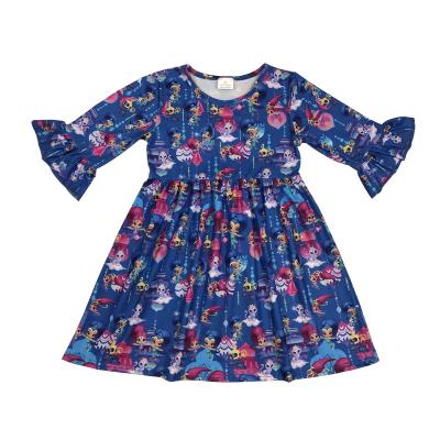 China 2018 Anti-static Baby Dress Cartoon Prints Facilities Baby Long Sleeve Drop Cotton Boutique Girl Dress for sale