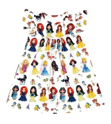 China Newest cartoon print princess dress Yiwu moli factory breathable baby bead dresses for sale