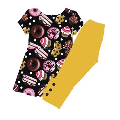 China Wholesale Online Fashion Baby Girl Clothing Sets Breathable Overseas Cupcake Printing for sale