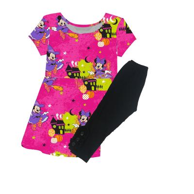 China Breathable Wholesale Importers Children Two Piece Set Clothes Halloween Printing Girls Sets From China for sale