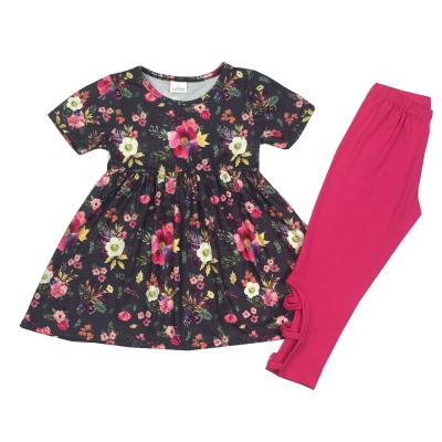 China 2019 New Design Children's Boutique Clothing Breathable Flower Print Summer Shorts Sleeve Clothing Set for sale