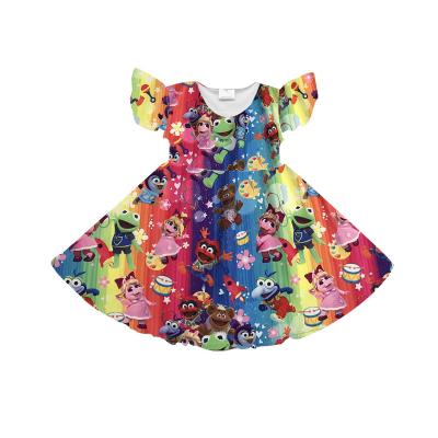 China Latest Breathable 5 Years Old Girl Baby Dress Wholesale Twirly Dress Children Clothing for sale