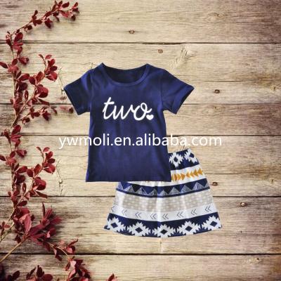 China Wholesale cotton moli baby clothes solid color two letter decorated short sleeve match flower dress baby boutique for sale