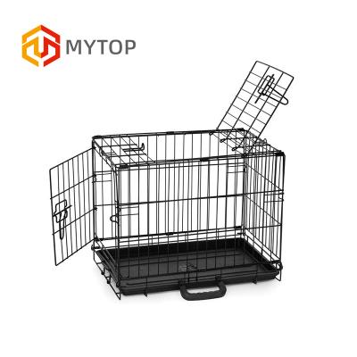 China Stocked Supply Services Customized Solid Stainless Steel Double Door Folding Dog Crate For Sale Cheap for sale