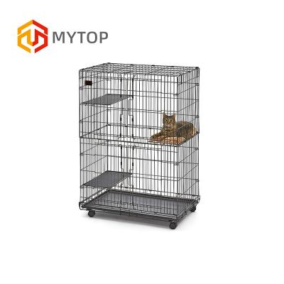 China Breathable Metal Stocked Mesh Animals Pet Cat Kennel Luxury Small Size Carrier House Cage for sale