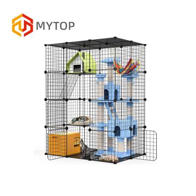 China Wholesale Outdoor Breeding Stocked Large Multi-Layer Wire Pet Stainless Steel Metal Cat Cage for sale