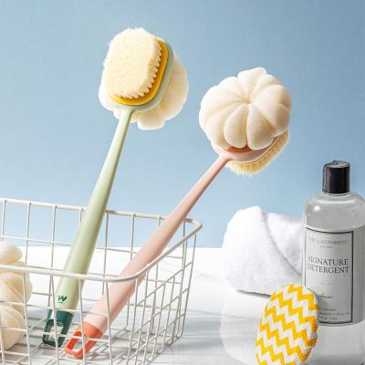 China All Natural Soft Plastic Bathroom Back Cleaner Body Shower Sponge Bath Brush With Long Handle for sale