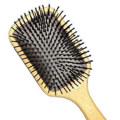 China Natural Wooden Cushion Hair Brush Paddle Brush For Long Short Thick Curly Thin Wet Or Dry Hair for sale