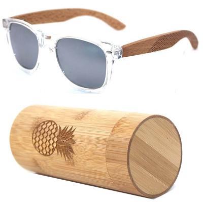 China PC Wooden Sunglasses Legs Colored Sunglasses Fashion Frame Original Bamboo Sunglasses Clear Plastic Color for sale