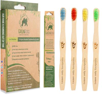 China Battery Operated Bamboo Toothbrush with Soft Charcoal Infused Bristles, Set of 4 Eco Friendly Toothbrushes, BPA Free for sale