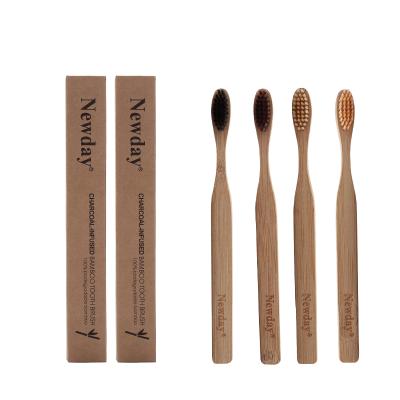 China Fancy Battery Operated Bamboo Flat Handle Wooden Toothbrush For Adult With Paper Box Packing for sale