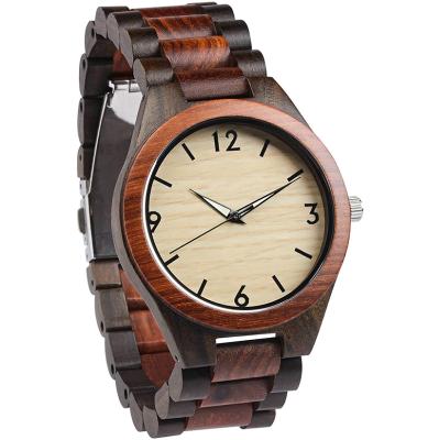 China Automatic Date Classic Design High Quality Men's Rosewood and Ebony Wooden Watch with All Wooden Strap Quartz for sale