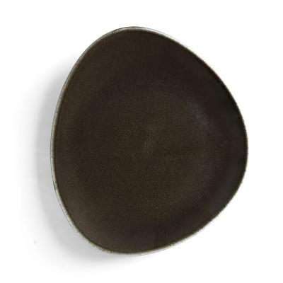 China Viable Nordic Restaurant Ceramic Porcelain With Reactive Glazes Irregular Matte Black Serving Dinner Dishes for sale