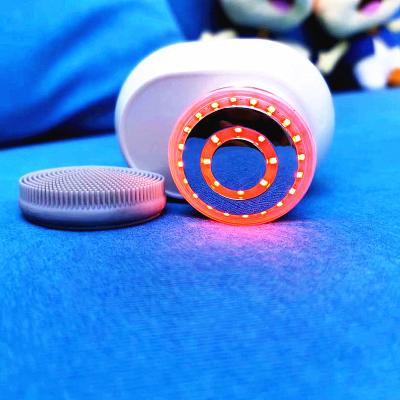 China DEEP CLEANING Heated Light Silicone Electric Sonic Face Brush Microcurrent Facial Led Cleaning Detergent for sale