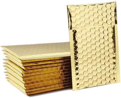 China Strong Adhesive/Shock-resistance/Waterproof/Nice Golden Metallic Padded Bubble Wrap Aluminum Film Shipping Self Adhesive Bubble Mailers For Shipping for sale