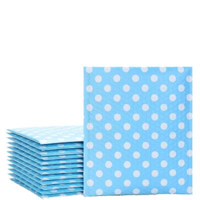 China Strong Adhesive / Shock-Resistance / Waterproof Printing High Quality 8.5x12 / Nice Inches Blue Polka Dot Bubble Mailers Padded Poly Envelopes For Shipping for sale