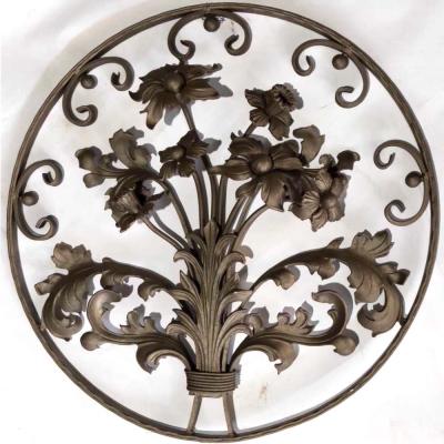 China Easily assembled wrought iron rosettes and flower panels for sale