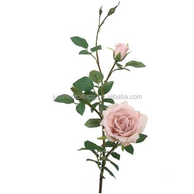 China Flower Spray Free Shipping Artificial Rose Spray 73cmH Whole Sale Real Touch Rose High Quality Light Pink Silk For Home Decoration for sale