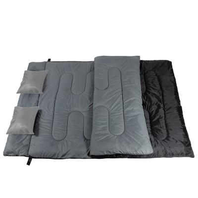 China Envelope Type High Quality Double Winter Couples Outdoor Camping Sleeping Bag With 2 Pillows for sale